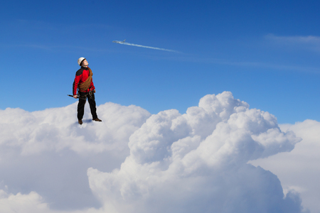 Extreme climbing is his adrenaline . Mixed mediaの写真素材
