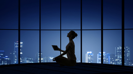 Trying to concentrate on positivityの写真素材