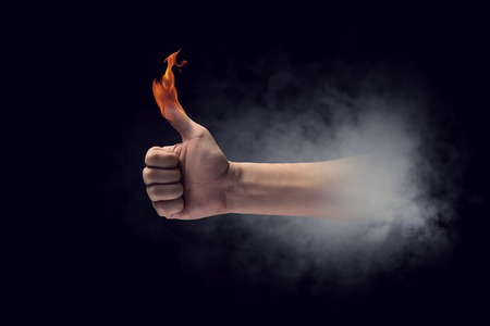 Fire burning in his hands