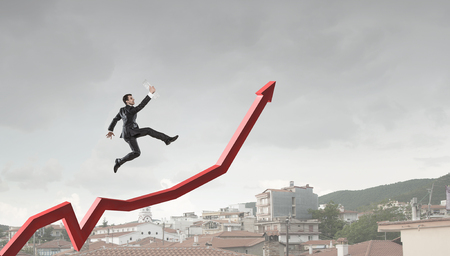 Climbing up to success. Mixed mediaの写真素材