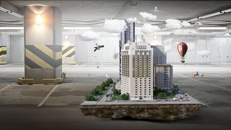 Architectural exterior project. Mixed media