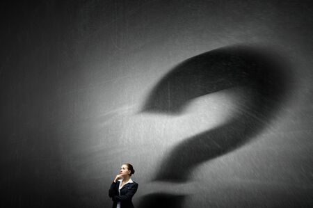 Businesswoman in empty room . Mixed mediaの写真素材