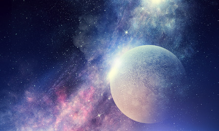 Starry sky and moon. Mixed mediaの写真素材