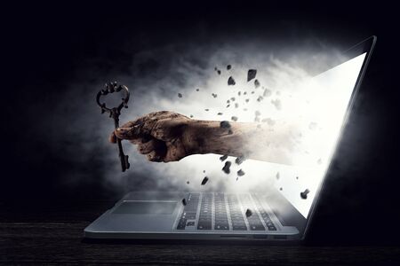 Concept of internet security. Mixed mediaの写真素材