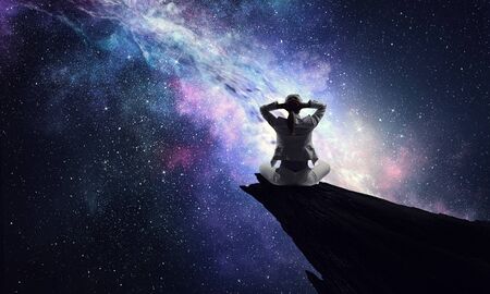 Yoga as physical and spiritual therapy . Mixed mediaの写真素材