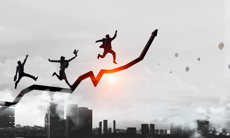 Climbing up to success. Mixed mediaの写真素材