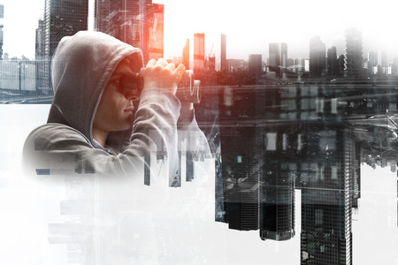 Guy in hoody. Mixed mediaの写真素材