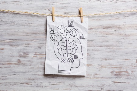 Paper sheet on clip. Mixed mediaの写真素材