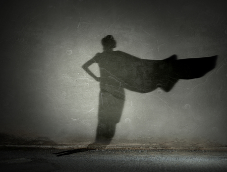 Woman shadow on wall. Mixed mediaの写真素材