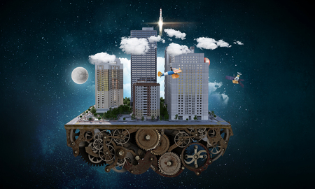 Modern city concept. Mixed mediaの写真素材