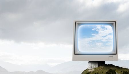 Old computer monitor. Mixed mediaの写真素材