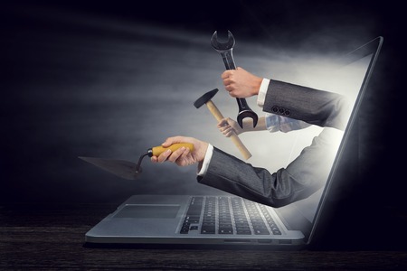 Items in hand. Mixed mediaの写真素材