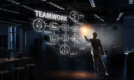 Working till late night. Mixed mediaの写真素材