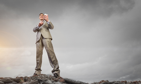 He is big boss. Mixed mediaの写真素材