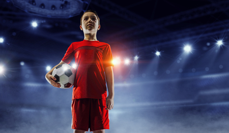 Little soccer champion. Mixed mediaの写真素材