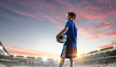 Little soccer champion. Mixed mediaの写真素材