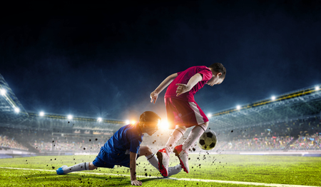 Little soccer champion. Mixed mediaの写真素材