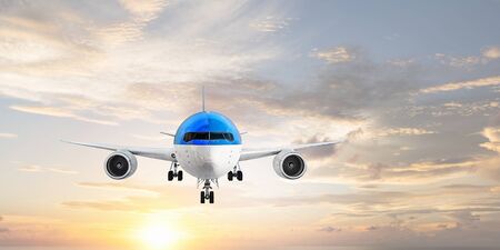 Airliner in sky. Mixed media . Mixed mediaの写真素材
