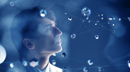 Glass wireless connection conceptの写真素材