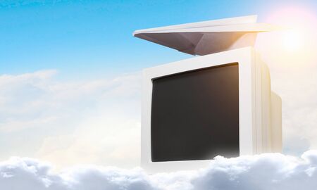 Old computer monitor. Mixed mediaの写真素材