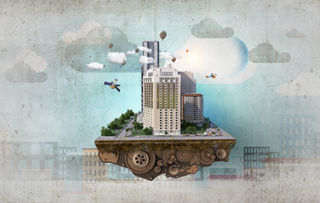 Modern city concept. Mixed mediaの写真素材