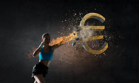 Euro currecy fall. Mixed media