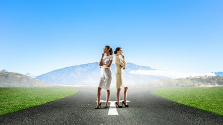 Choosing the side. Mixed mediaの写真素材