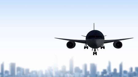 Airliner in sky. Mixed mediaの写真素材