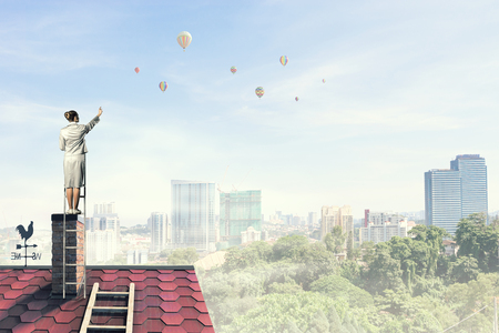 Reaching the top. Mixed mediaの写真素材