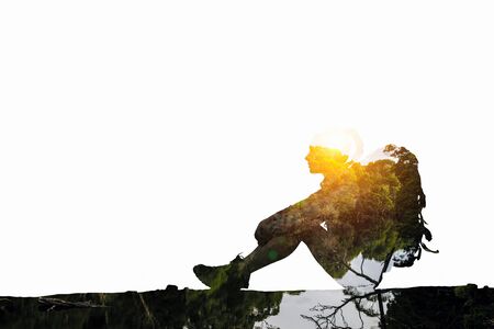 Merged into the nature. Mixed mediaの写真素材