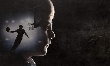 Silhouette of kid boyの写真素材