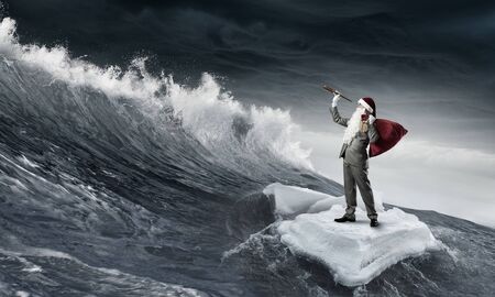 Santa looking for the way. Mixed mediaの写真素材