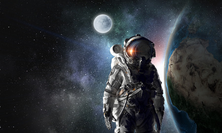 Adventure of spaceman. Mixed media