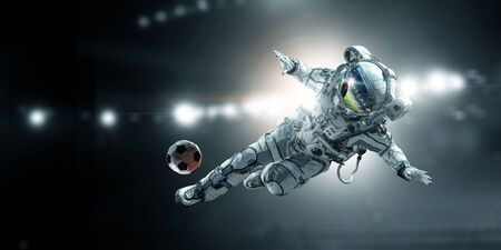 Astronaut player soccer gameの写真素材