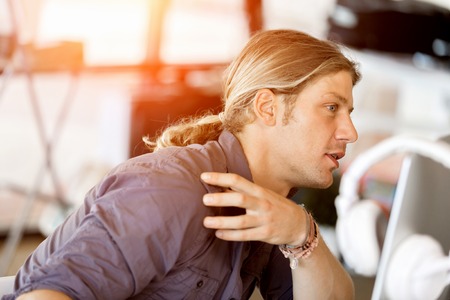 Happy young man designer workingの写真素材