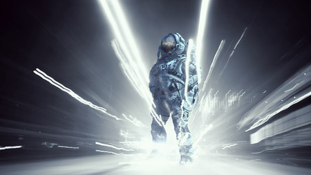 Spaceman and his mission. Mixed mediaの写真素材