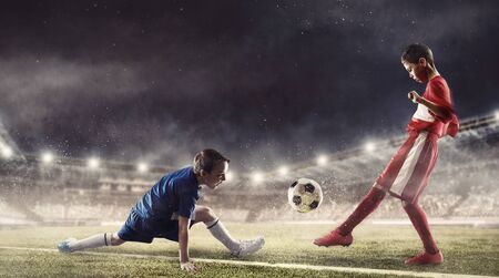 Children play soccer. Mixed mediaの写真素材