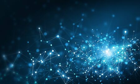 Abstract blue background with connection lines and dots. 3d renderingの写真素材