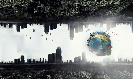 Conceptual image of construction and production with gears and cogwheels.の写真素材