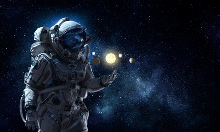 Spaceman and his mission. Mixed mediaの写真素材