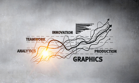 Concept of modern business with keywords collage on concrete backgroundの写真素材