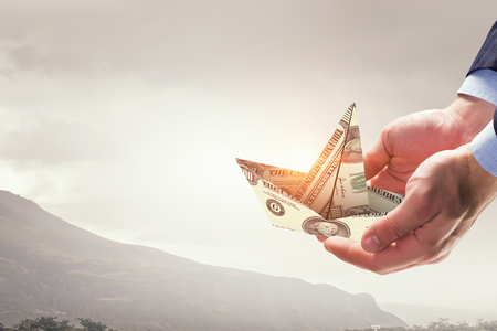 Taking an income course. Mixed mediaの写真素材