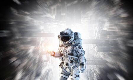 Spaceman and his mission. Mixed mediaの写真素材