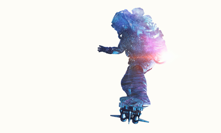 Spaceman on white. Mixed mediaの写真素材