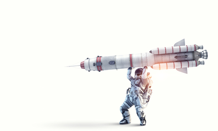 Spaceman and his mission. Mixed mediaの写真素材