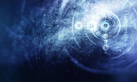 Blue background abstract image with circle icon