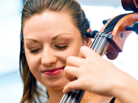 Woman playing celloの写真素材