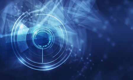 Blue background abstract image with circle iconの写真素材