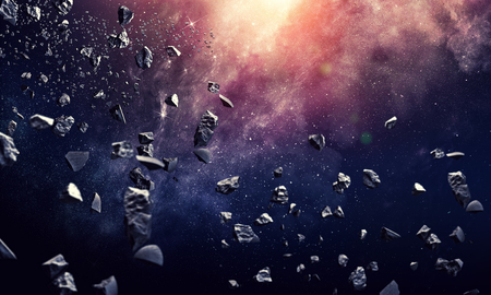 Abstract background image with space planets and starry sky.の写真素材