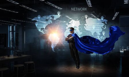 Super man in skyの写真素材
